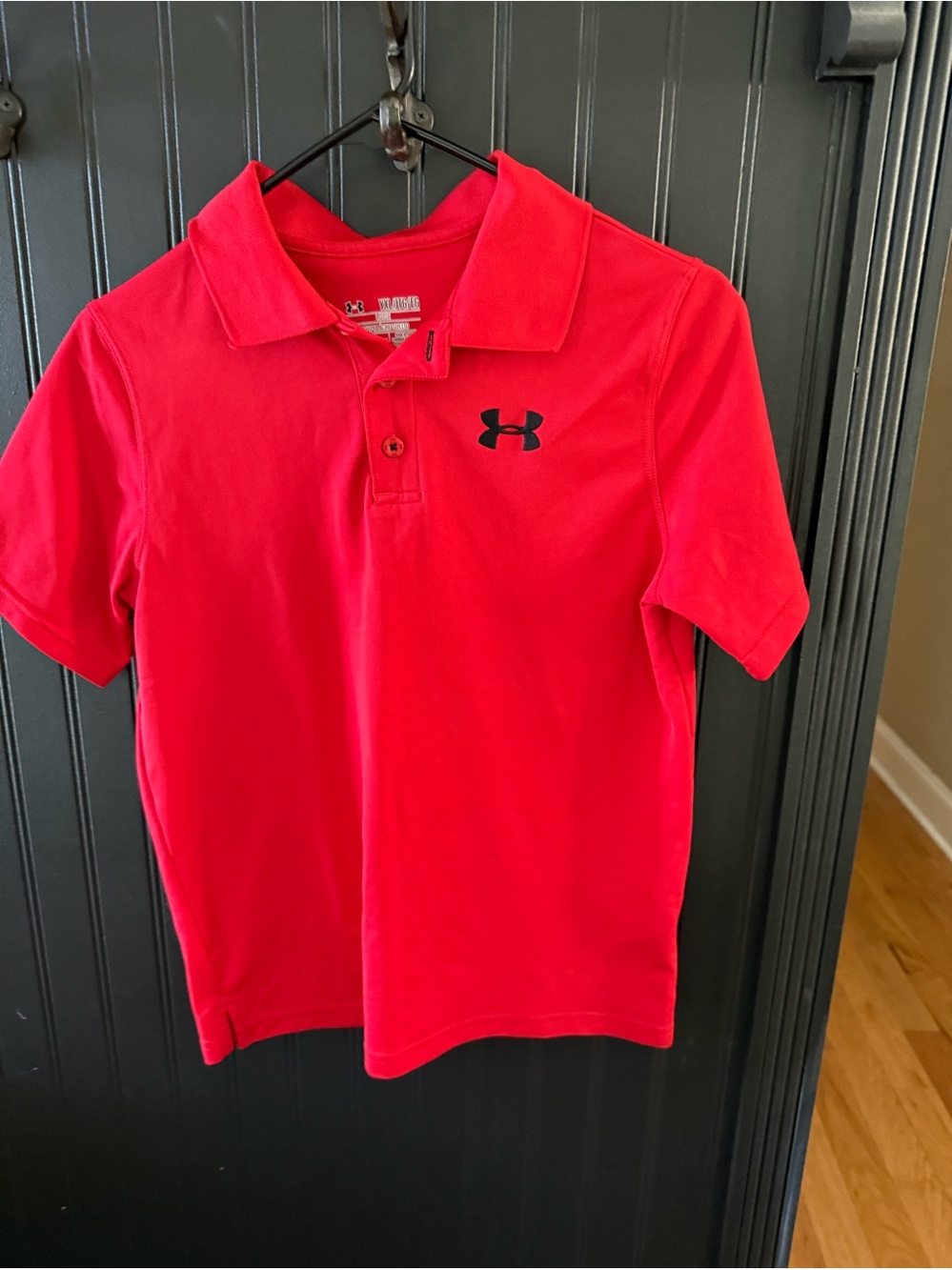 Under Armour Boys Red Polo with Black Logo